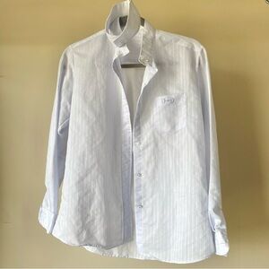 White Button Down Dressage Shirt Long Sleeve, lightweight, size 12, light blue